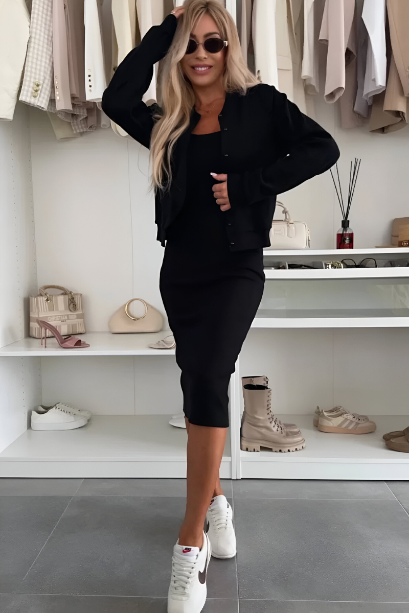 Elara™ | Zeitlose Eleganz im 2-in-1 Look – Midi-Kleid mit Weste